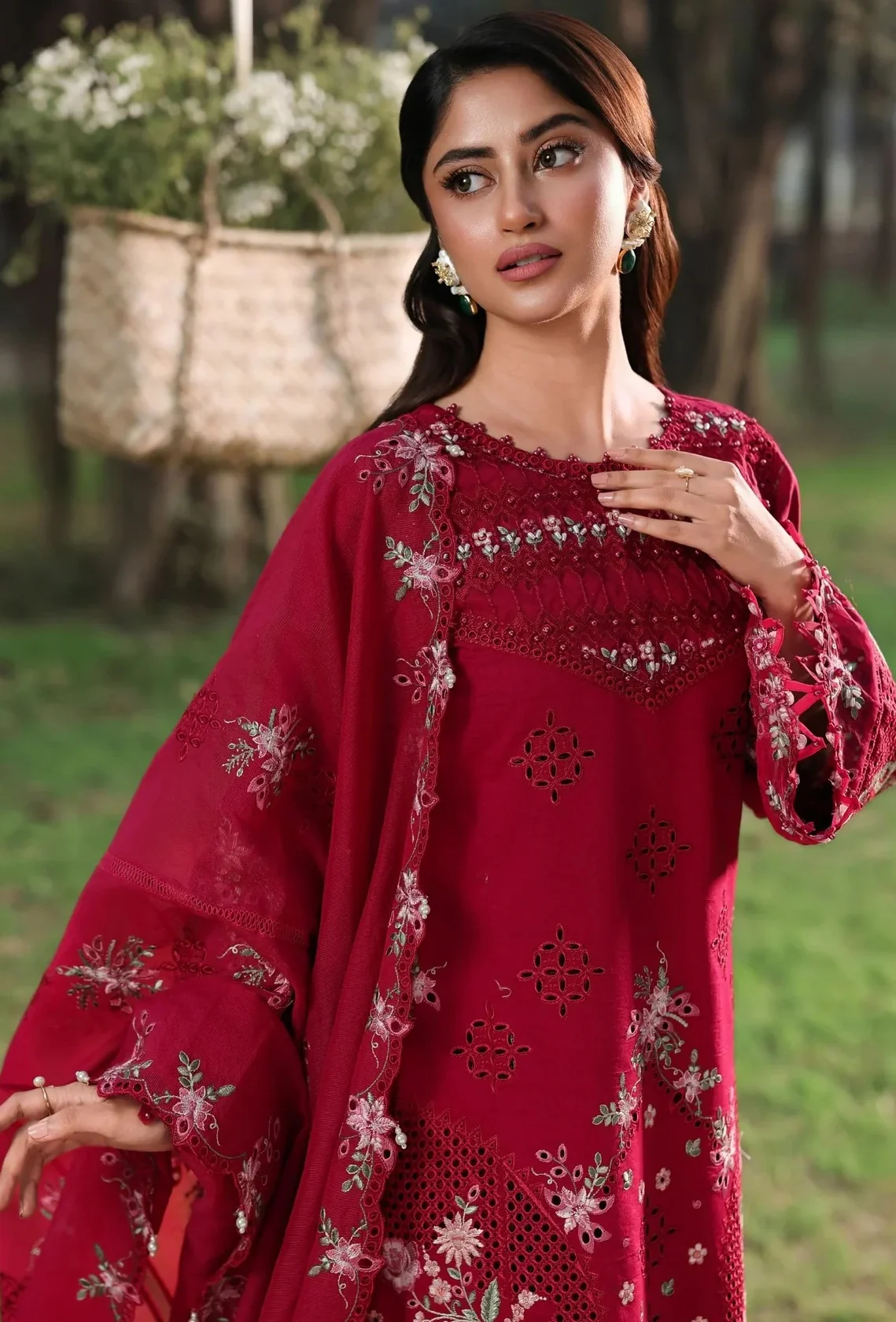 Sardinia - Luxury Lawn Embroidered Unstitched 3 Piece - FLORAL FUCHSIA - Image 4