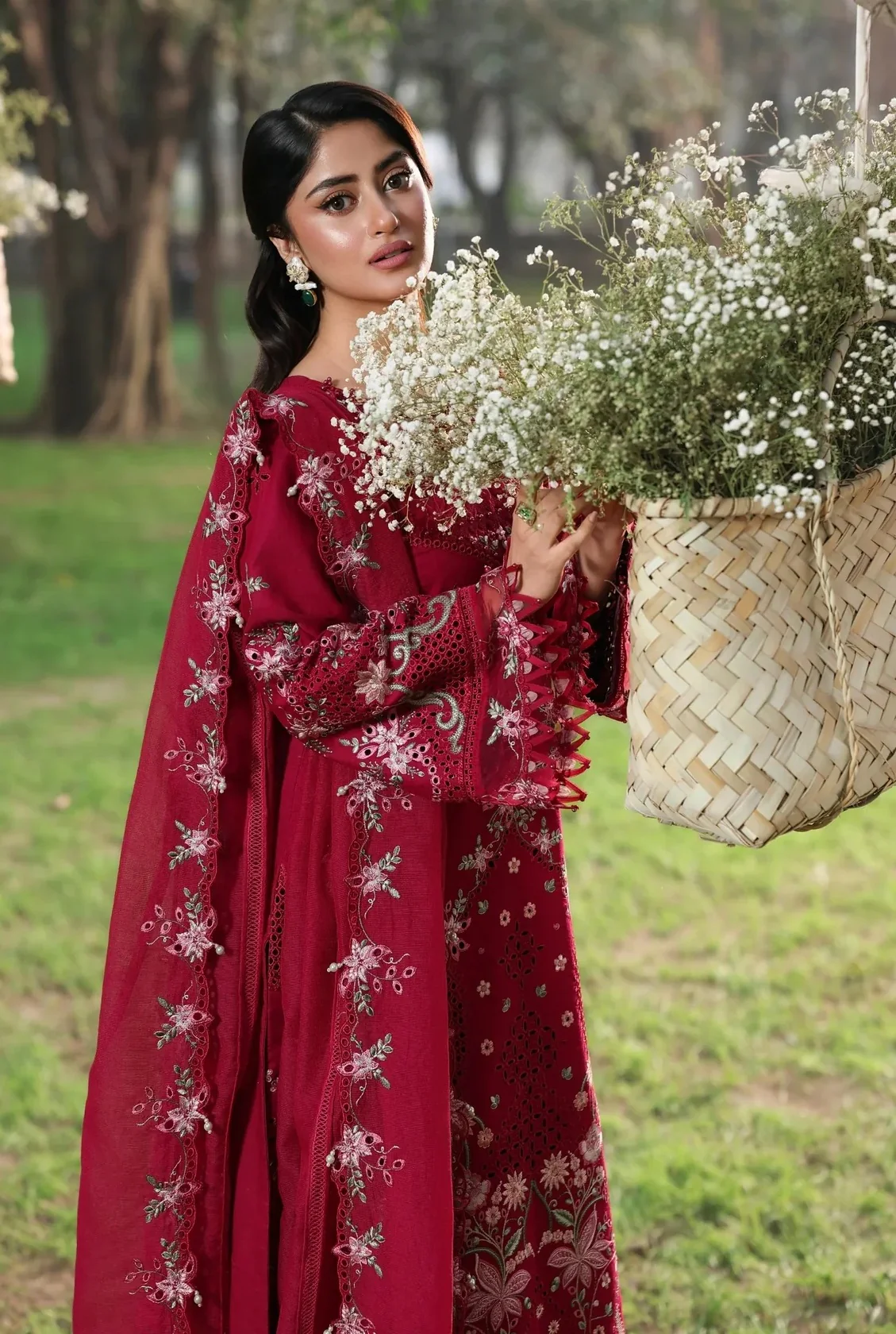 Sardinia - Luxury Lawn Embroidered Unstitched 3 Piece - FLORAL FUCHSIA - Image 5