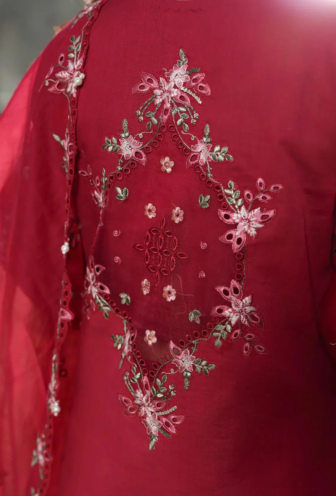 Sardinia - Luxury Lawn Embroidered Unstitched 3 Piece - FLORAL FUCHSIA - Image 6