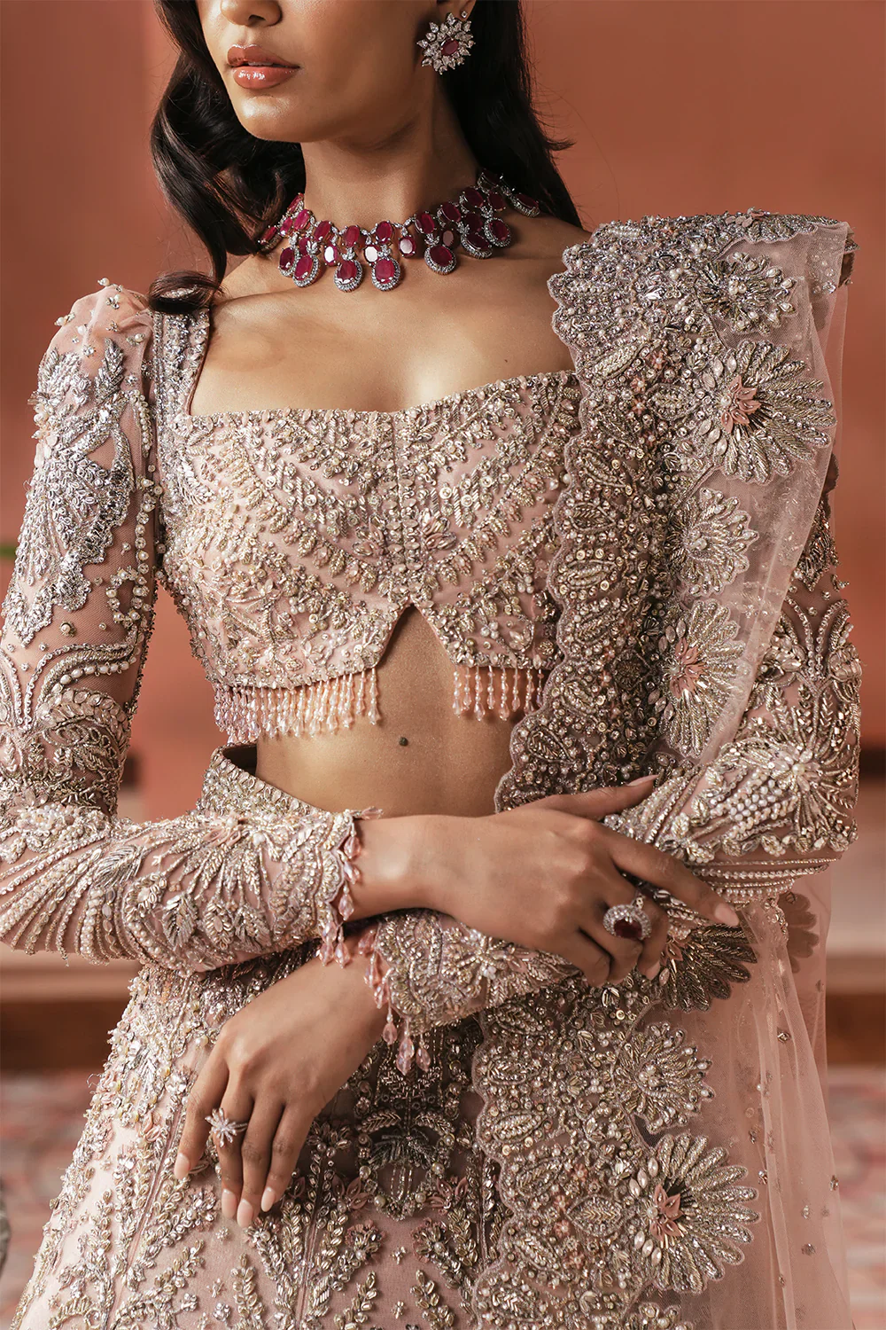 Soraya Catherine 01 Luxury Net Hand Emblishment Unstitched Collection - Image 6