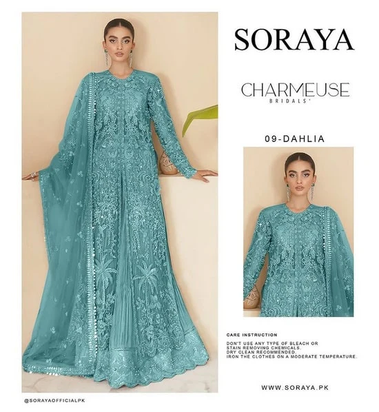 Soraya Couture Luxury Net Embroidered Unstitched Collection Dahlia Wedding Festive