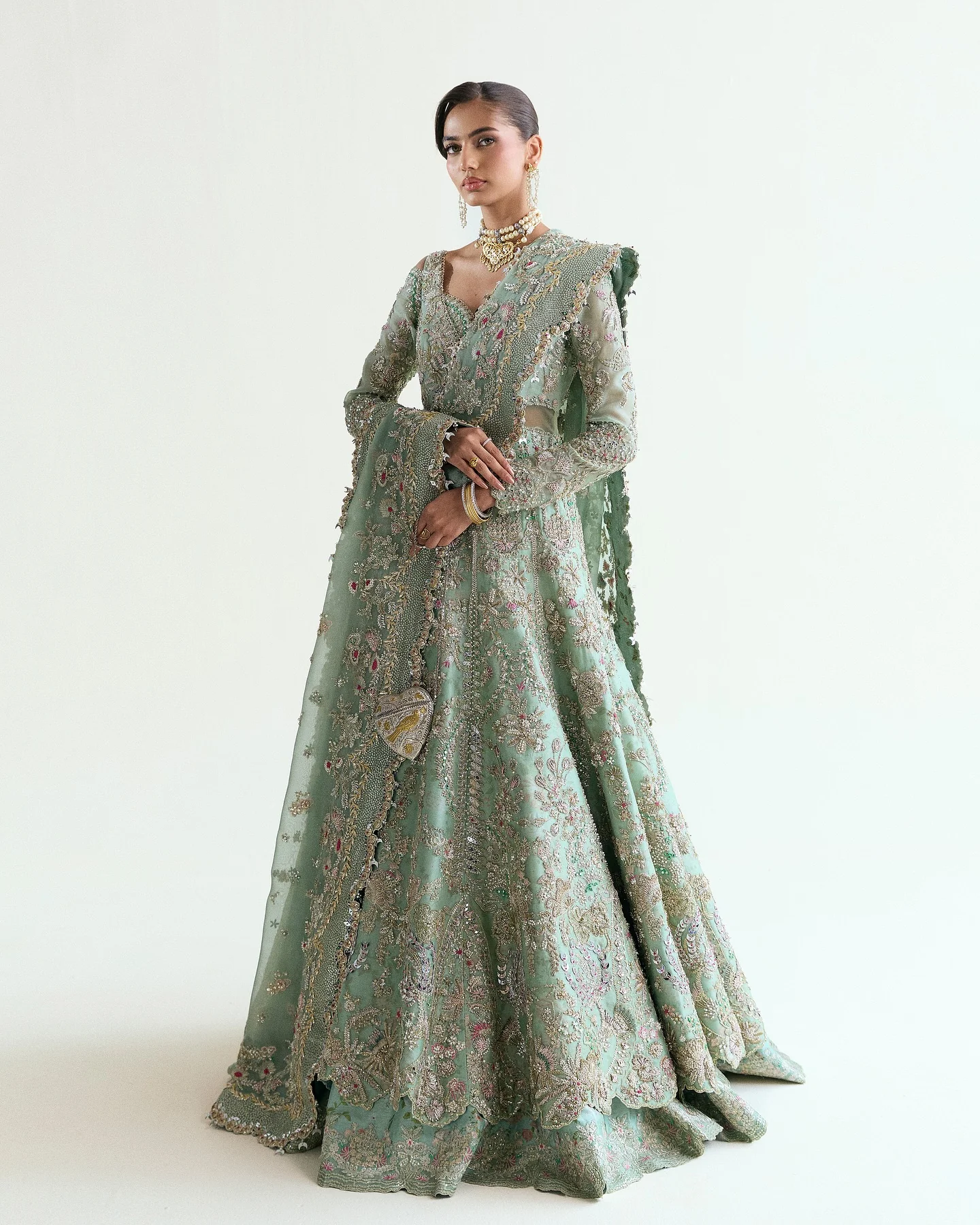 Suffuse Wedding Festive Organza Hand Emblishment Suit ASHAL - Image 4