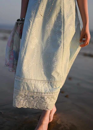 Zaib By Nimsay Luxury Embroidered Chiken Kari Lawn Unstitch Sky Blue - Image 3