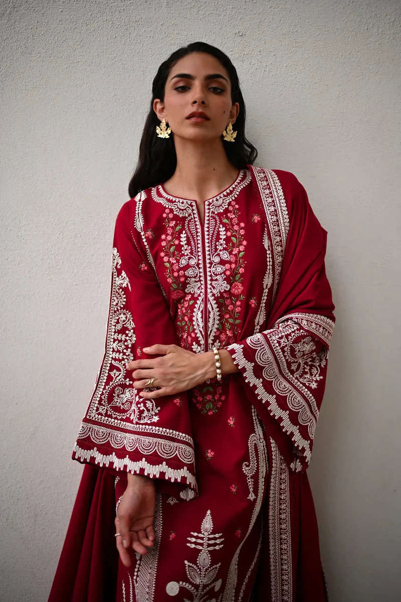 Zaib - Luxury Lawn Embroidered 3 Piece Unstitched - NEL-25629 - Image 3