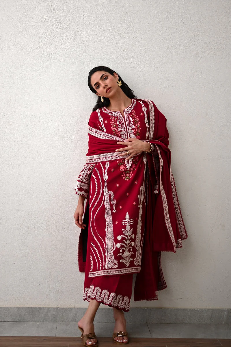 Zaib - Luxury Lawn Embroidered 3 Piece Unstitched - NEL-25629 - Image 4