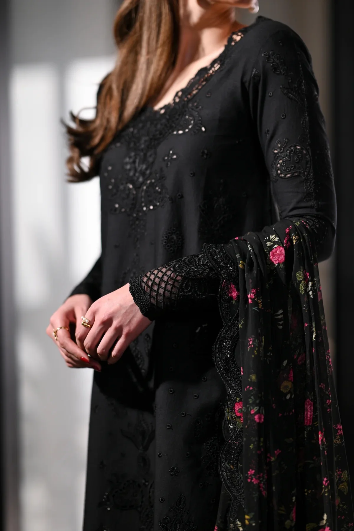 Zaib - Luxury Lawn Embroidered 3 Piece Unstitched - NEL-26602 - Image 3