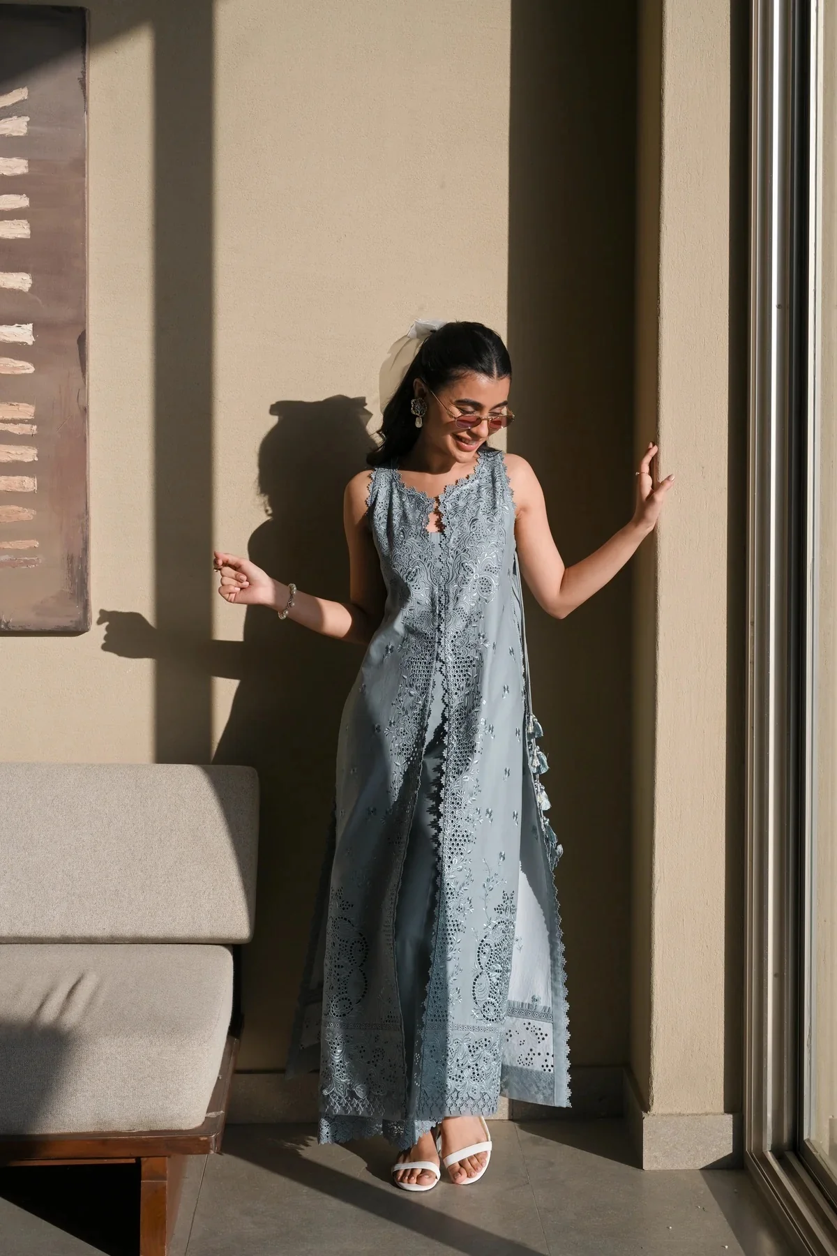 Zaib Sona 1 Ocean Mist Embroidered 3 Piece Lawn Unstitched - Image 4
