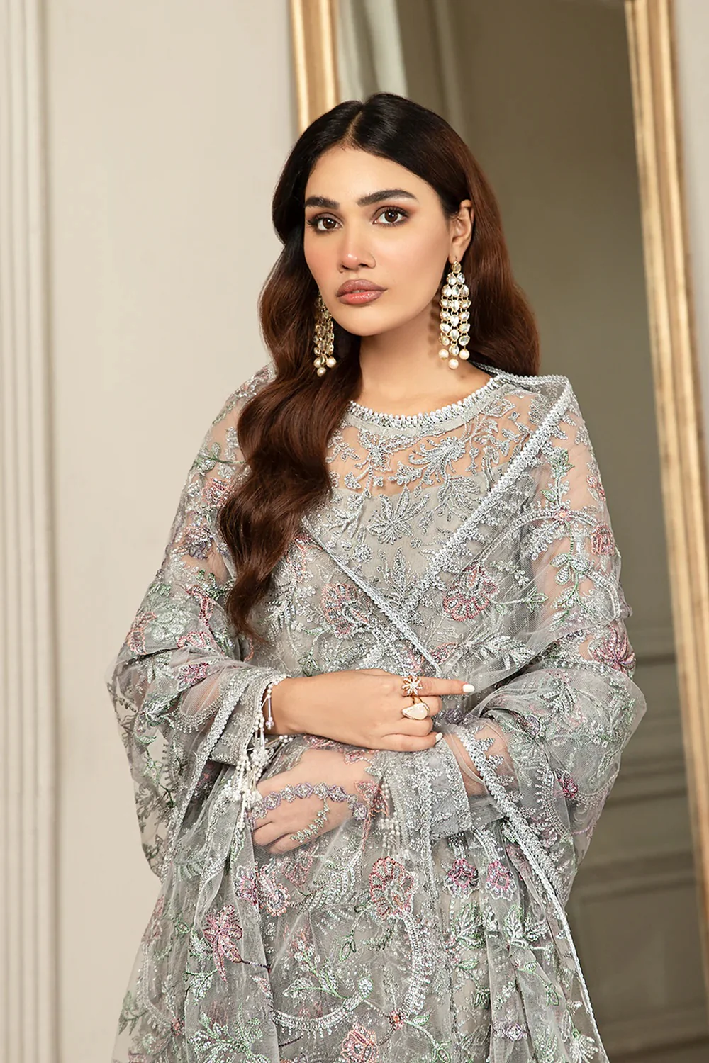 Zarif Grace - Luxury Net Embroidered 3 Piece Unstitched - Image 3