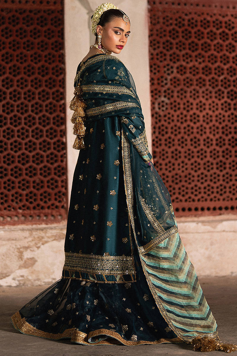 Zarlish Makhfi by Mohsin Naveed Ranjha Unstitched Embroidered Organza Suits 3 Piece Lehar - Festive Collection - Image 6