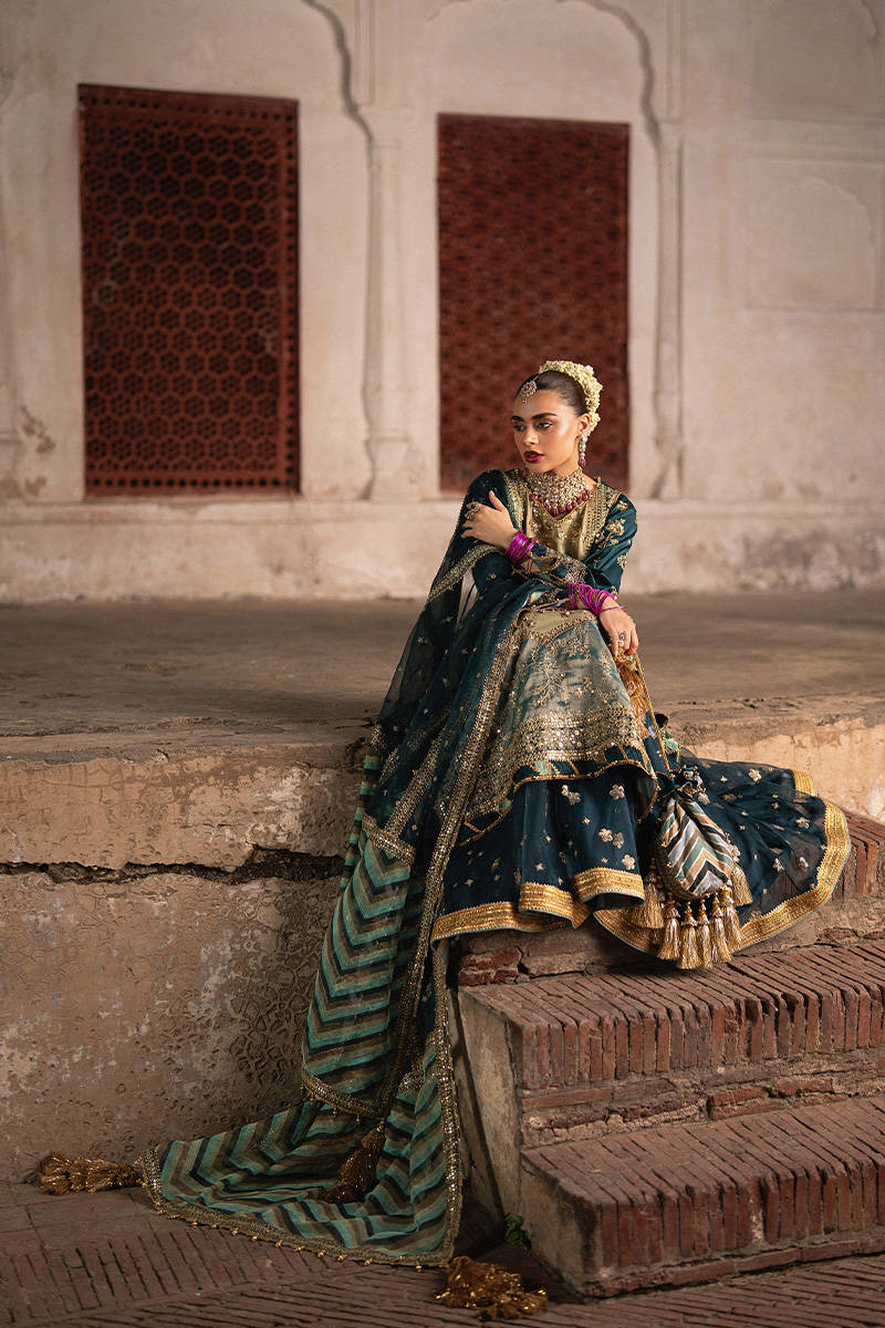 Zarlish Makhfi by Mohsin Naveed Ranjha Unstitched Embroidered Organza Suits 3 Piece Lehar - Festive Collection - Image 7