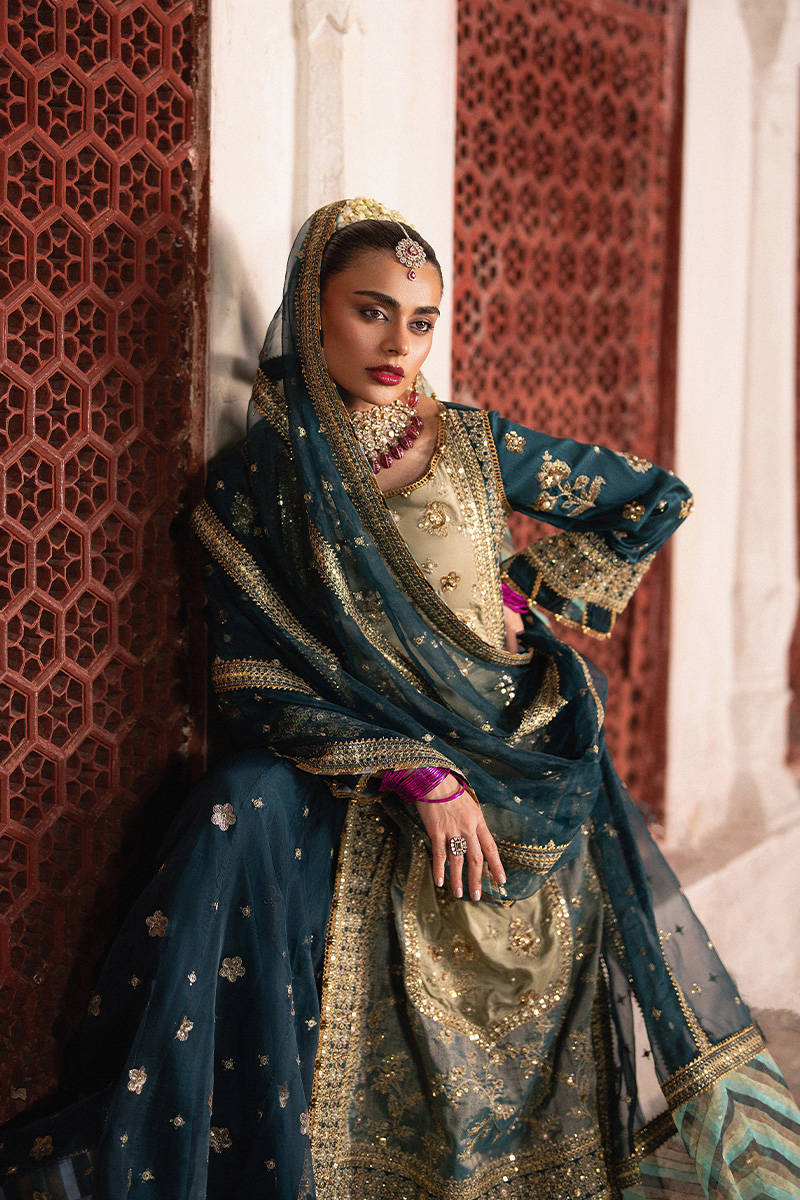 Zarlish Makhfi by Mohsin Naveed Ranjha Unstitched Embroidered Organza Suits 3 Piece Lehar - Festive Collection - Image 8
