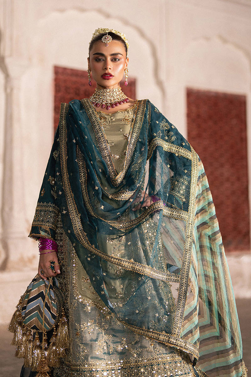 Zarlish Makhfi by Mohsin Naveed Ranjha Unstitched Embroidered Organza Suits 3 Piece Lehar - Festive Collection - Image 9