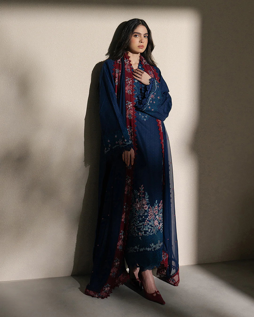 Ziva Luxury Lawn Embroidered Collection Unstitched Vela - Sorelle - Image 2