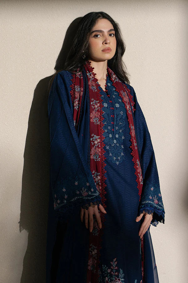 Ziva Luxury Lawn Embroidered Collection Unstitched Vela - Sorelle - Image 6